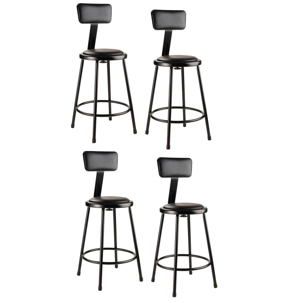 (4 Pack) NPS® 24″Heavy Duty Vinyl Padded Steel Stool With Backrest