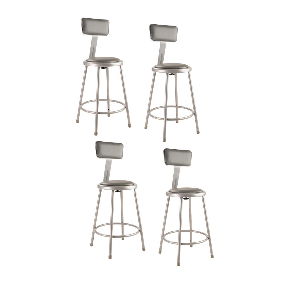 (4 Pack) NPS® 24″Heavy Duty Vinyl Padded Steel Stool With Backrest