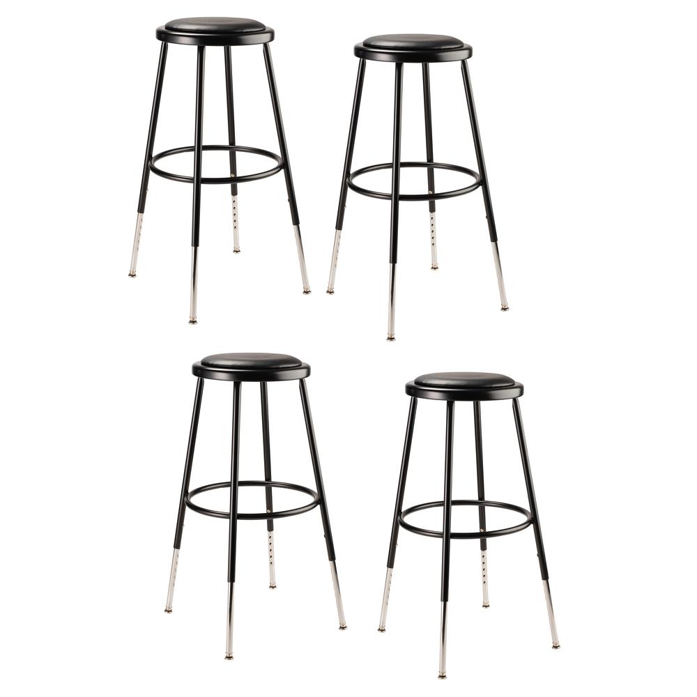 (4 Pack) NPS® 25″-33″ Height Adjustable Heavy Duty Vinyl Padded Steel Stool