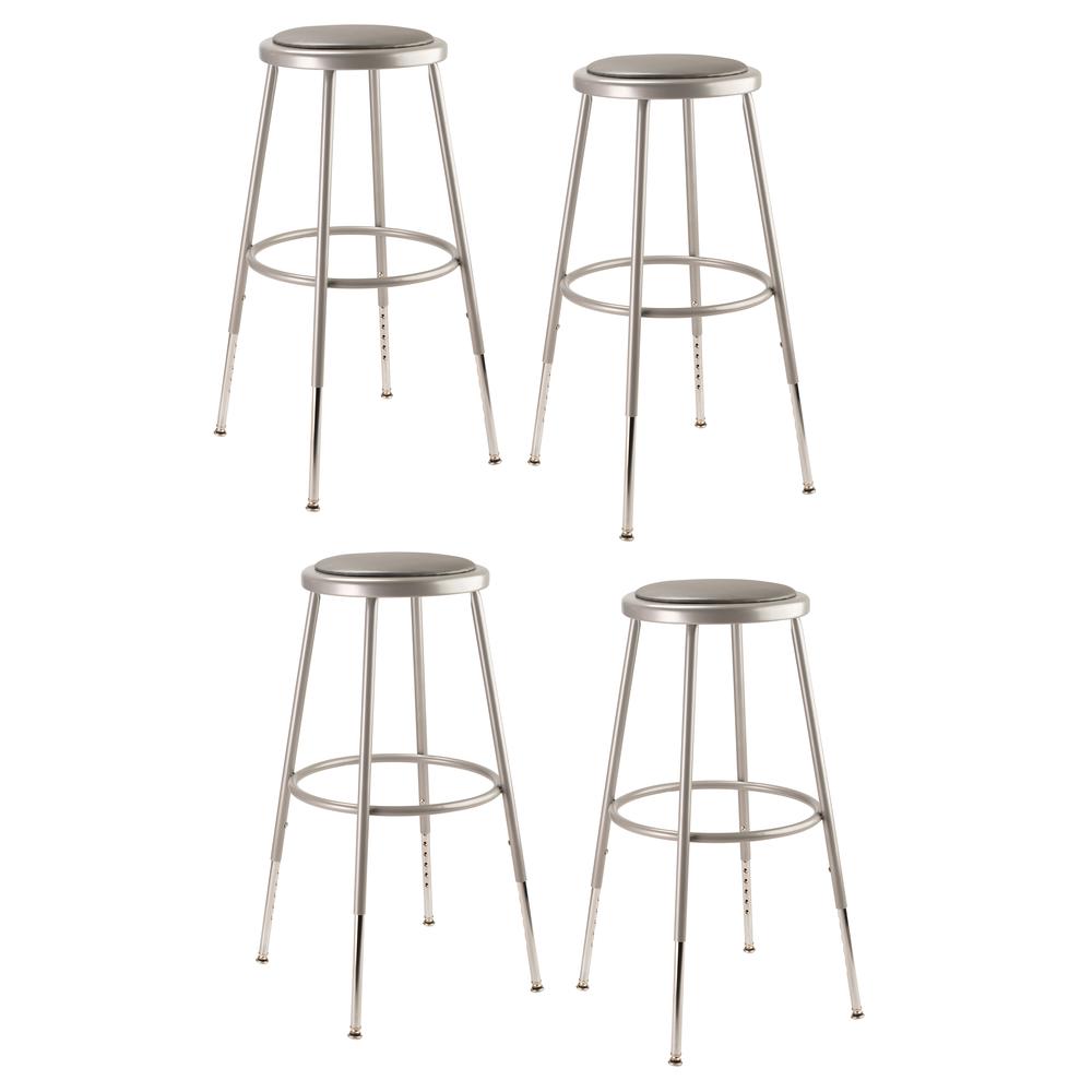 (4 Pack) NPS® 25″-33″ Height Adjustable Heavy Duty Vinyl Padded Steel Stool