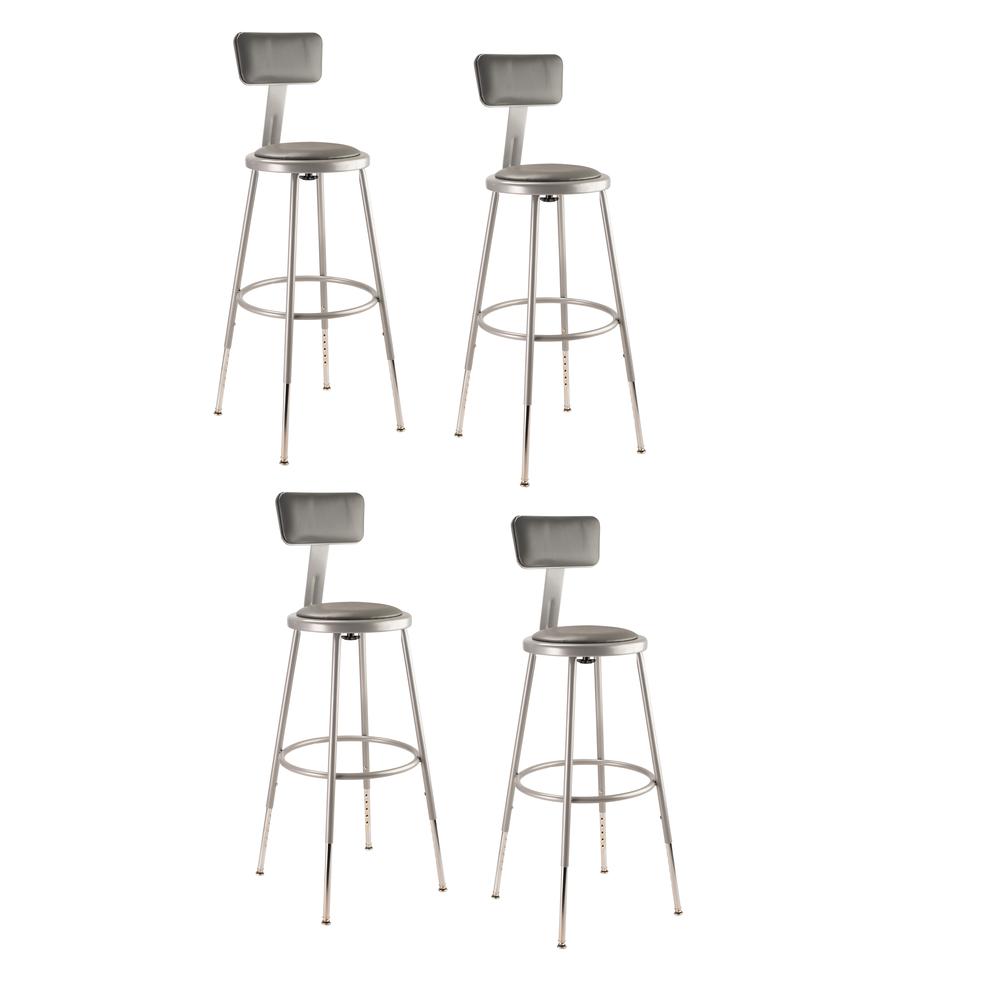 (4 Pack) NPS® 25″-33″ Height Adjustable Heavy Duty Vinyl Padded Steel Stool With Backrest