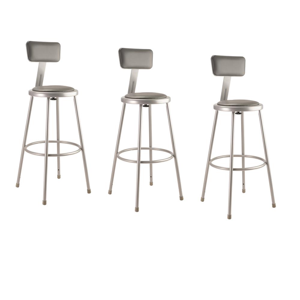 (3 Pack) NPS® 30″Heavy Duty Vinyl Padded Steel Stool With Backrest