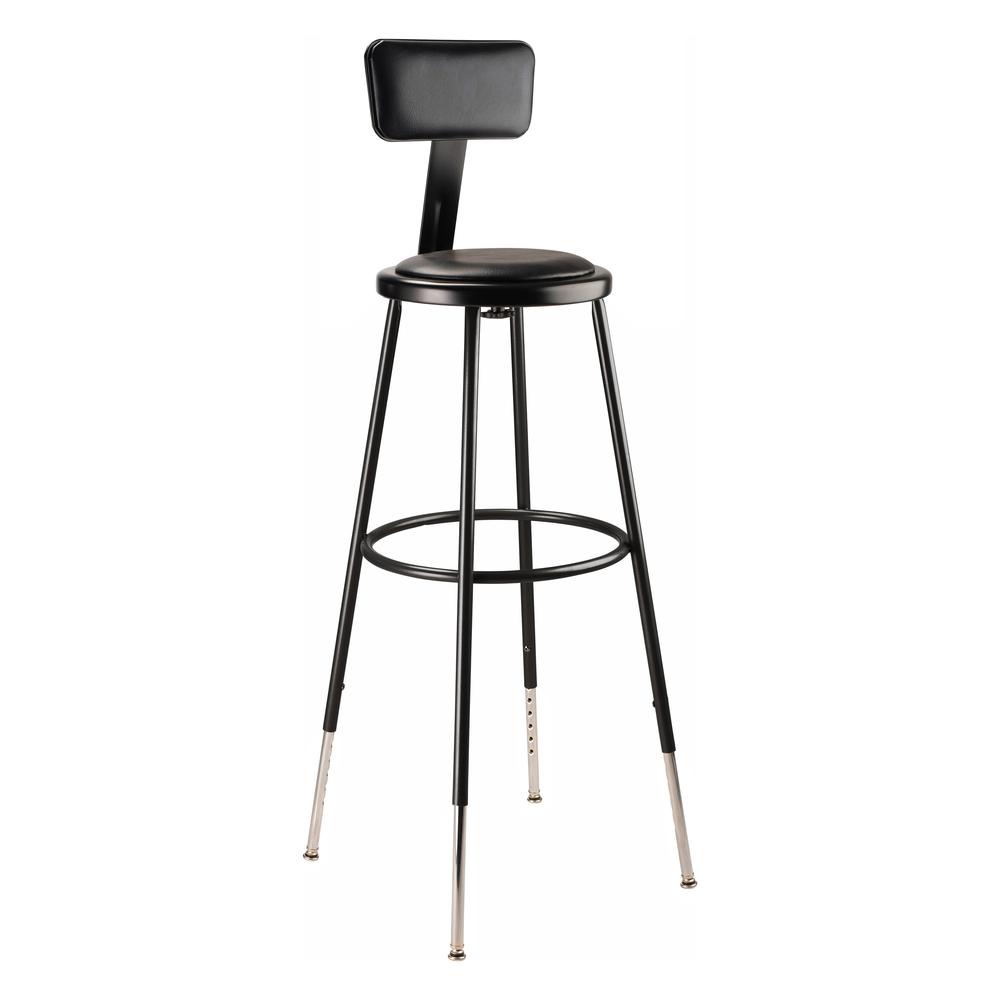 NPS® 32 -39″ Height Adjustable Heavy Duty Vinyl Padded Steel Stool With Backrest