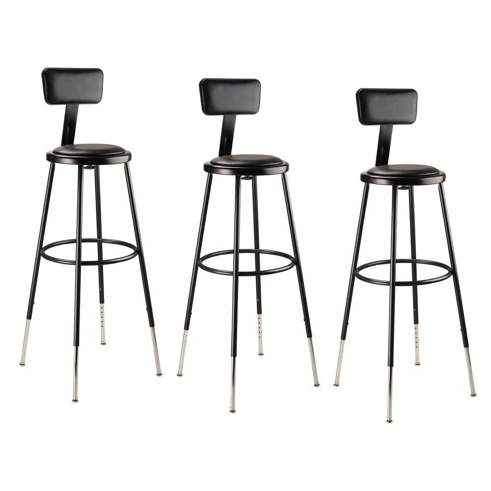 (3 Pack) NPS® 32 -39″ Height Adjustable Heavy Duty Vinyl Padded Steel Stool With Backrest