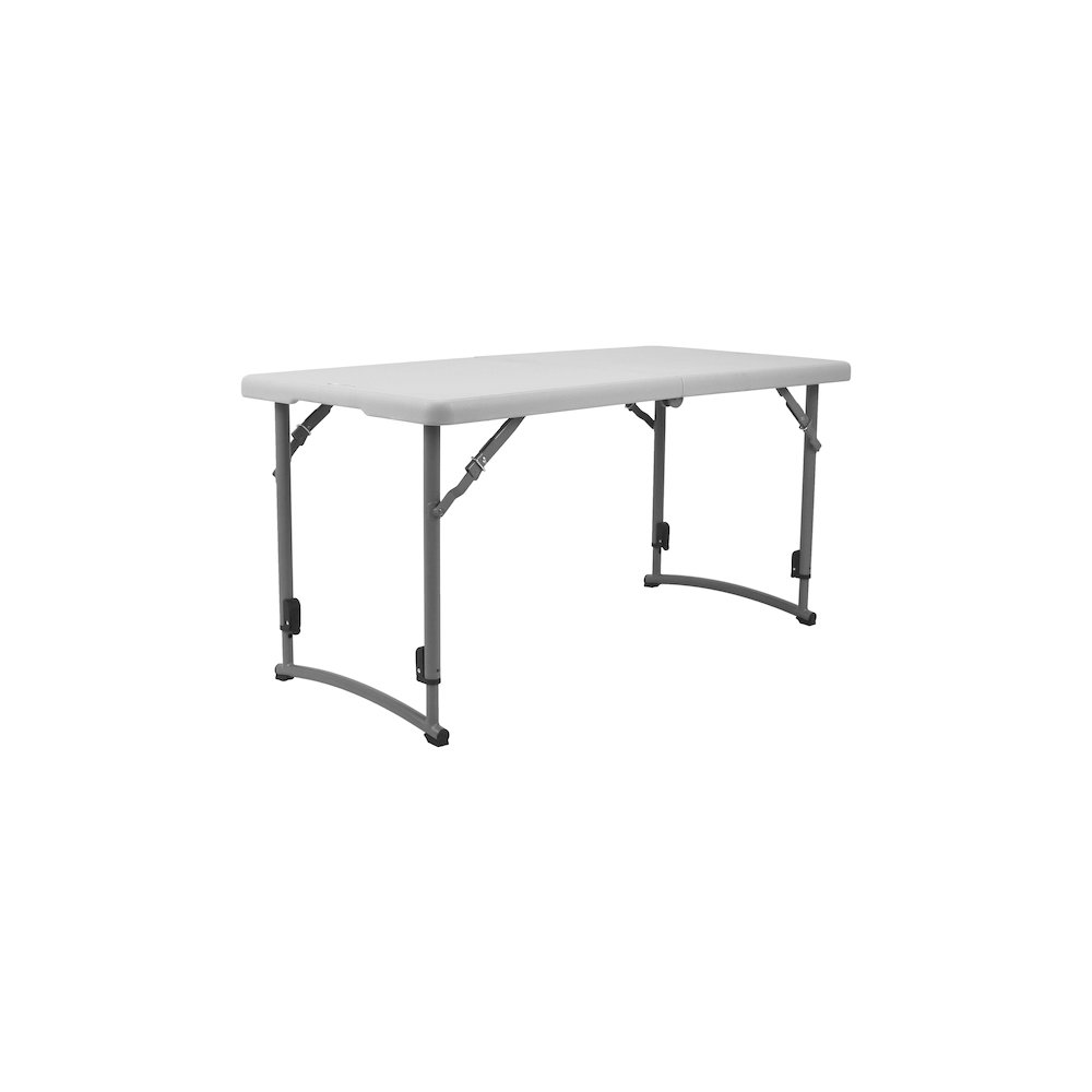 Plastic fold in half adjustable height table