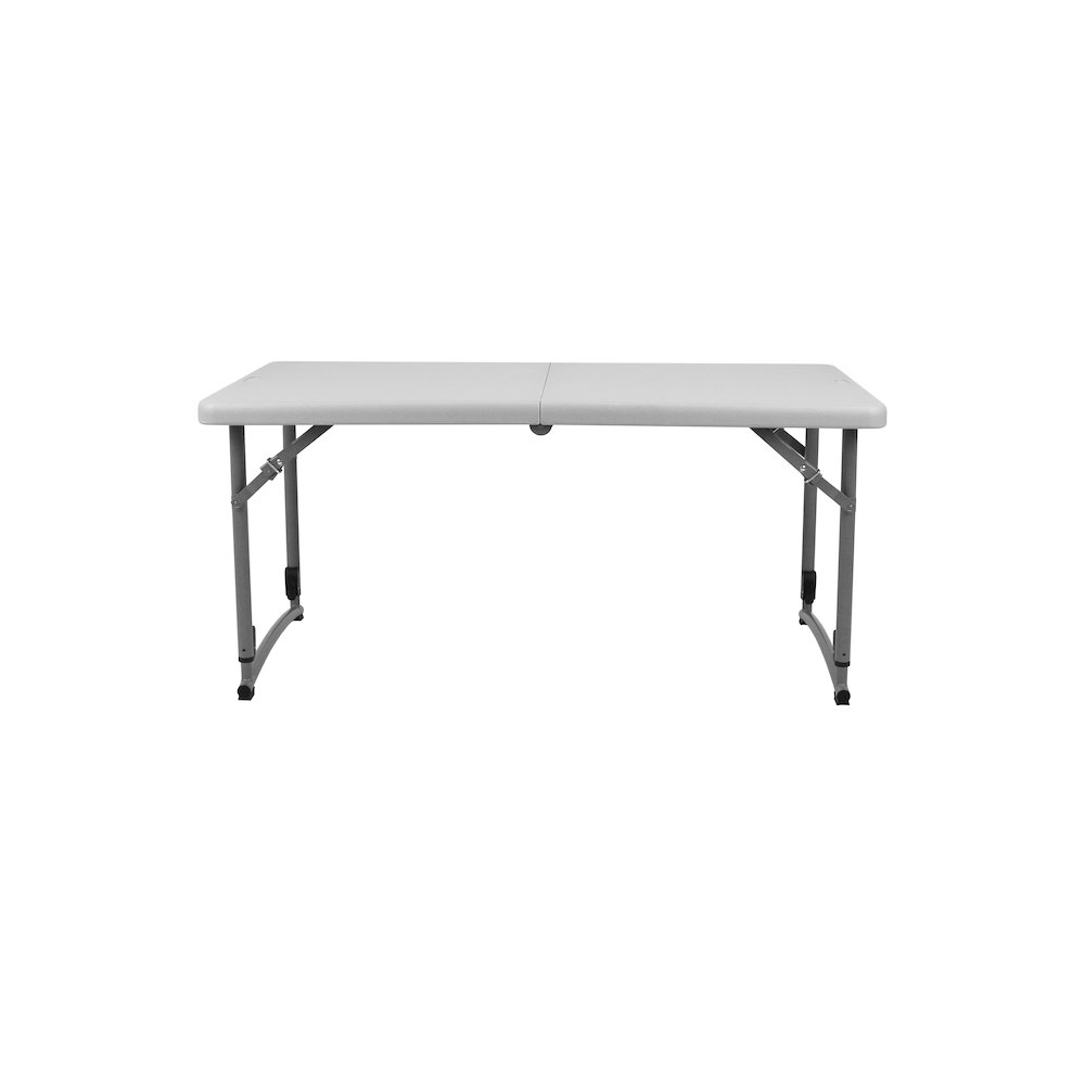 Plastic fold in half adjustable height table