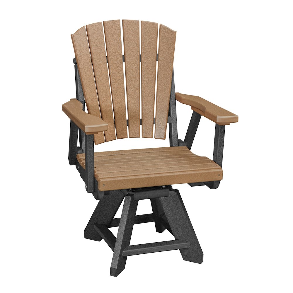 Dining Height Swivel Arm Chair in Cedar with a Black Base