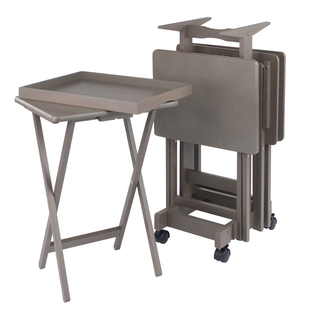 Isabelle 5-Pc Snack Table Set with Removable Serving Tray
