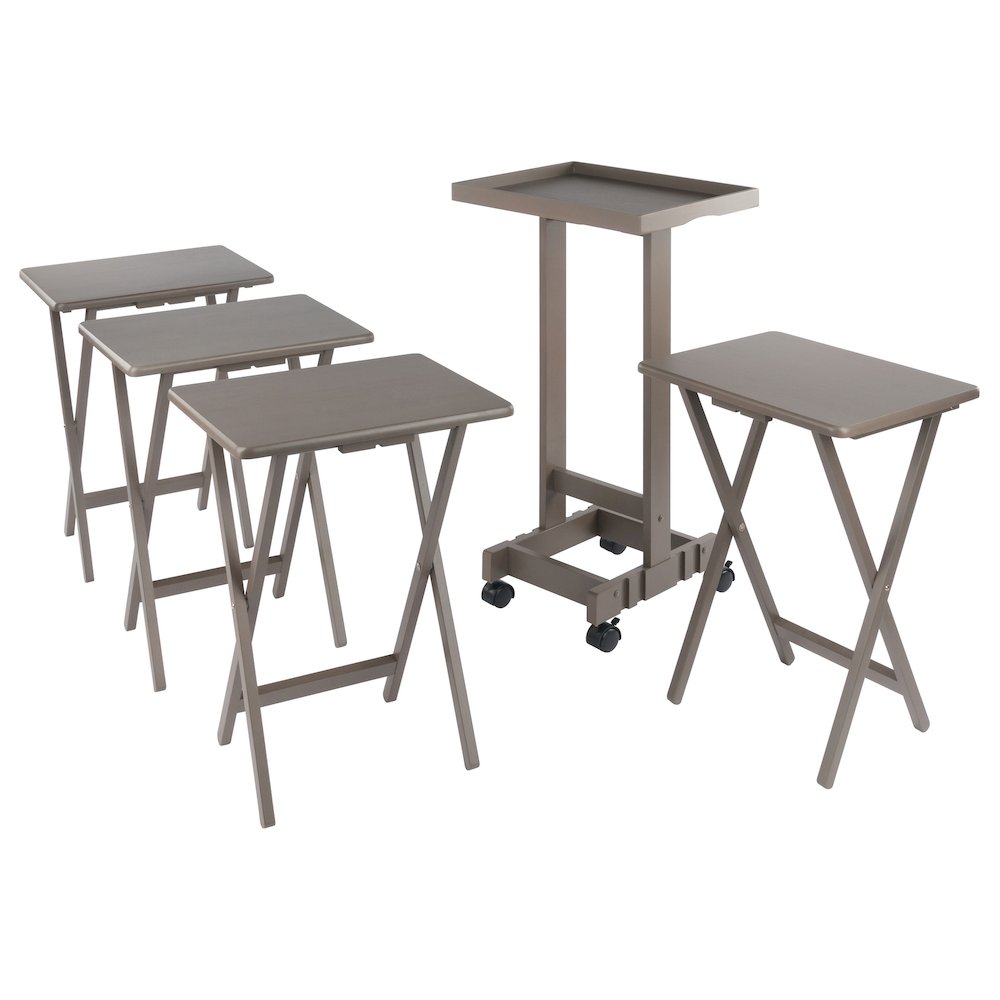 Isabelle 5-Pc Snack Table Set with Removable Serving Tray