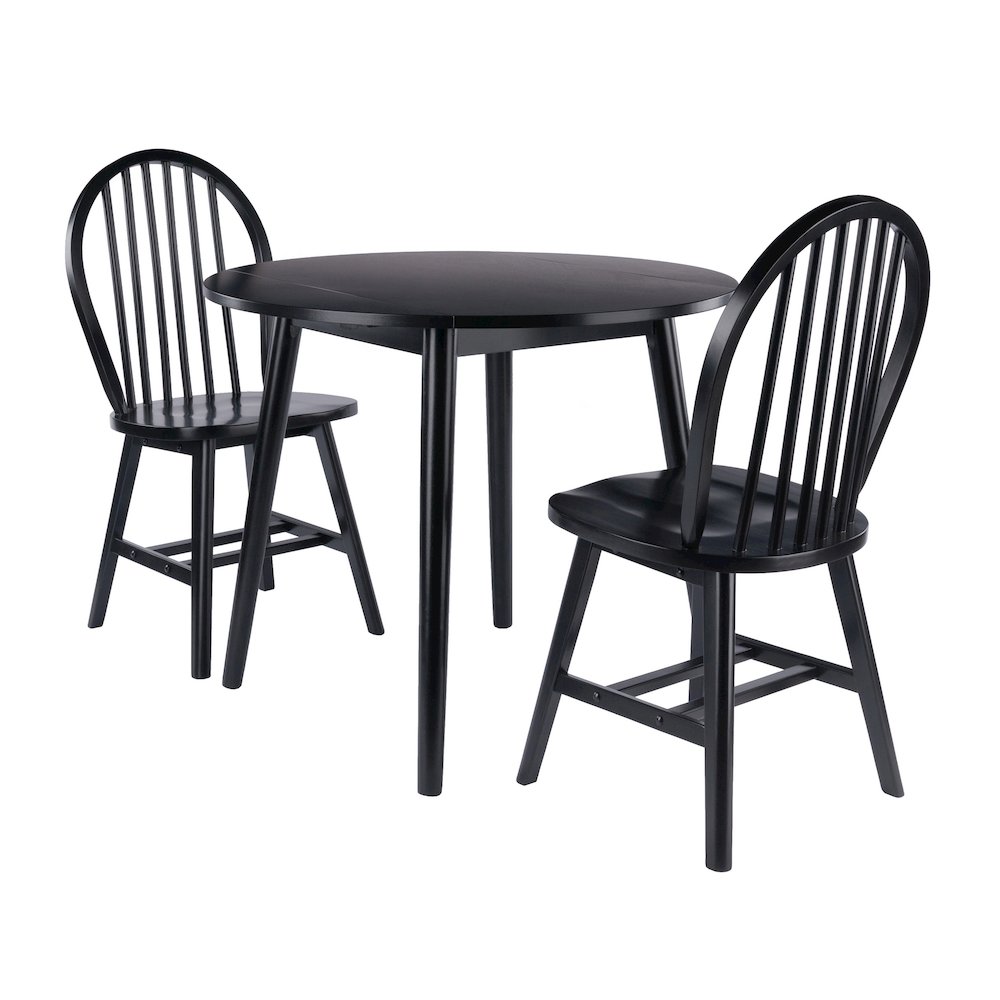 Moreno 3-Pc Drop Leaf Dining Table with Windsor Chairs
