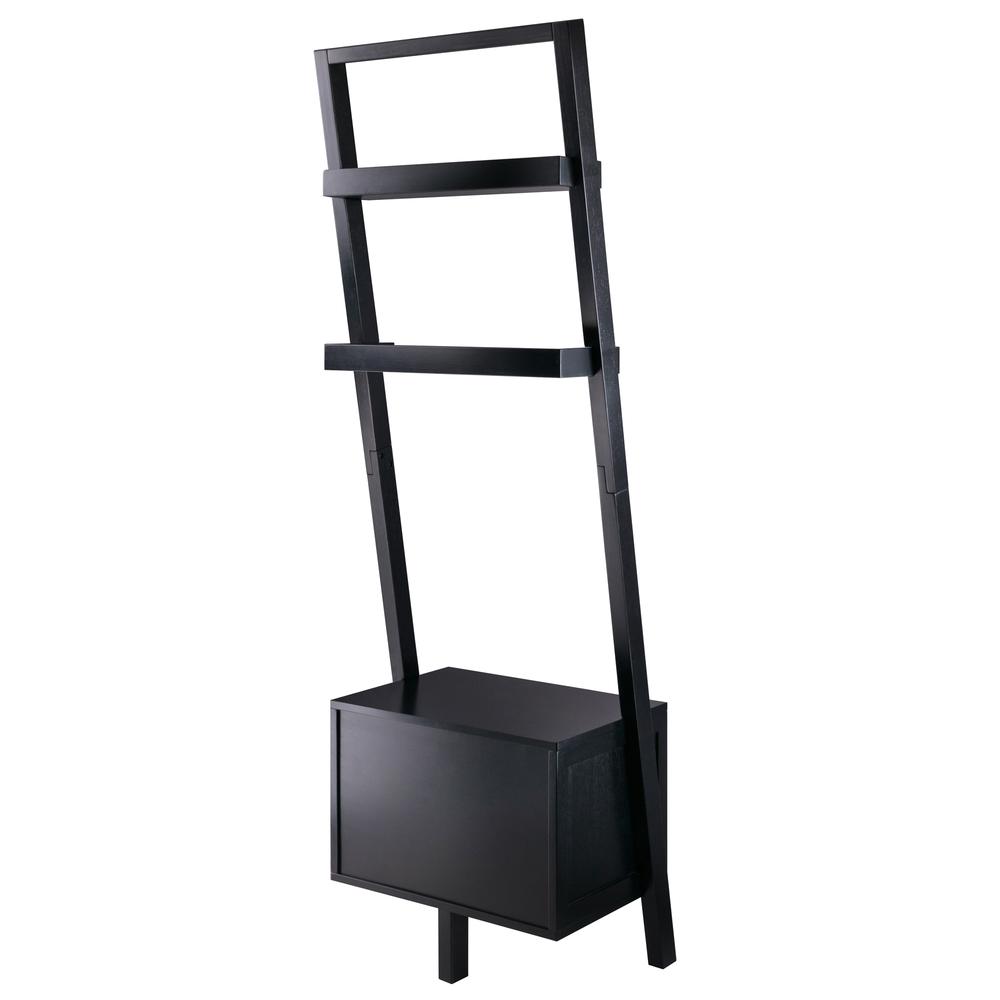 Bellamy Leaning Shelf w/Storage in Black Finish
