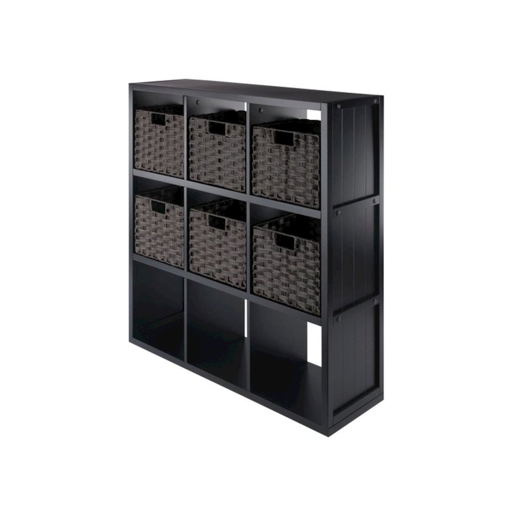 7-Pc 3×3 Storage Shelf with 6 Foldable Woven Baskets