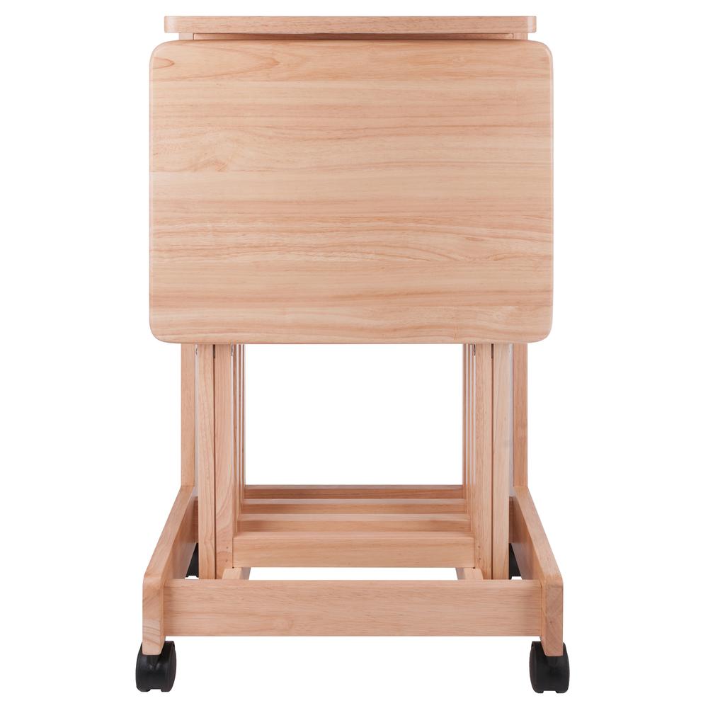 Brienda 5-PC Set Flip Top Snack Table Natural Finish