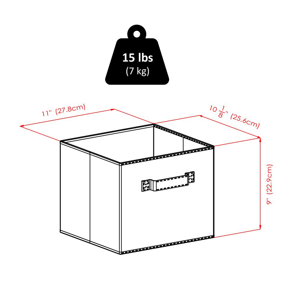 Capri 4-Section N Storage Shelf with 4 Foldable Black Fabric Baskets