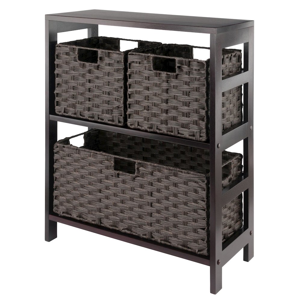 Leo 4-Pc Storage Shelf with 3 Foldable Woven Baskets