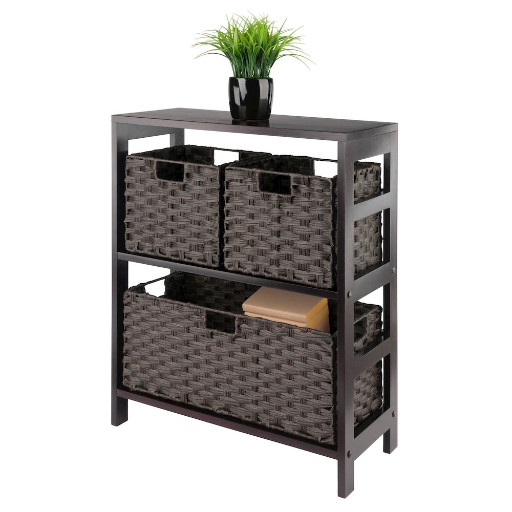 Leo 4-Pc Storage Shelf with 3 Foldable Woven Baskets