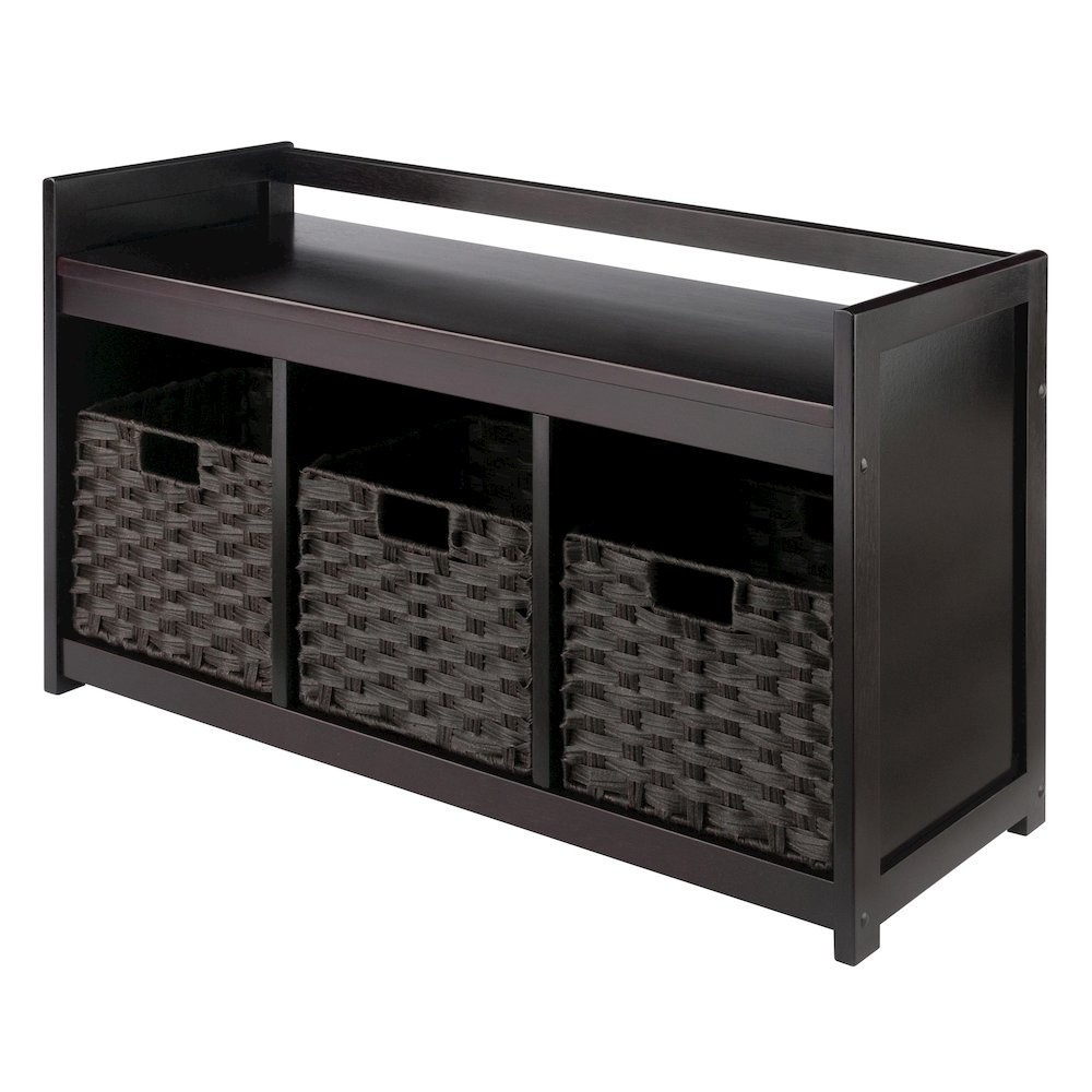 Addison 4-Pc Storage Bench with 3 Foldable Woven Baskets