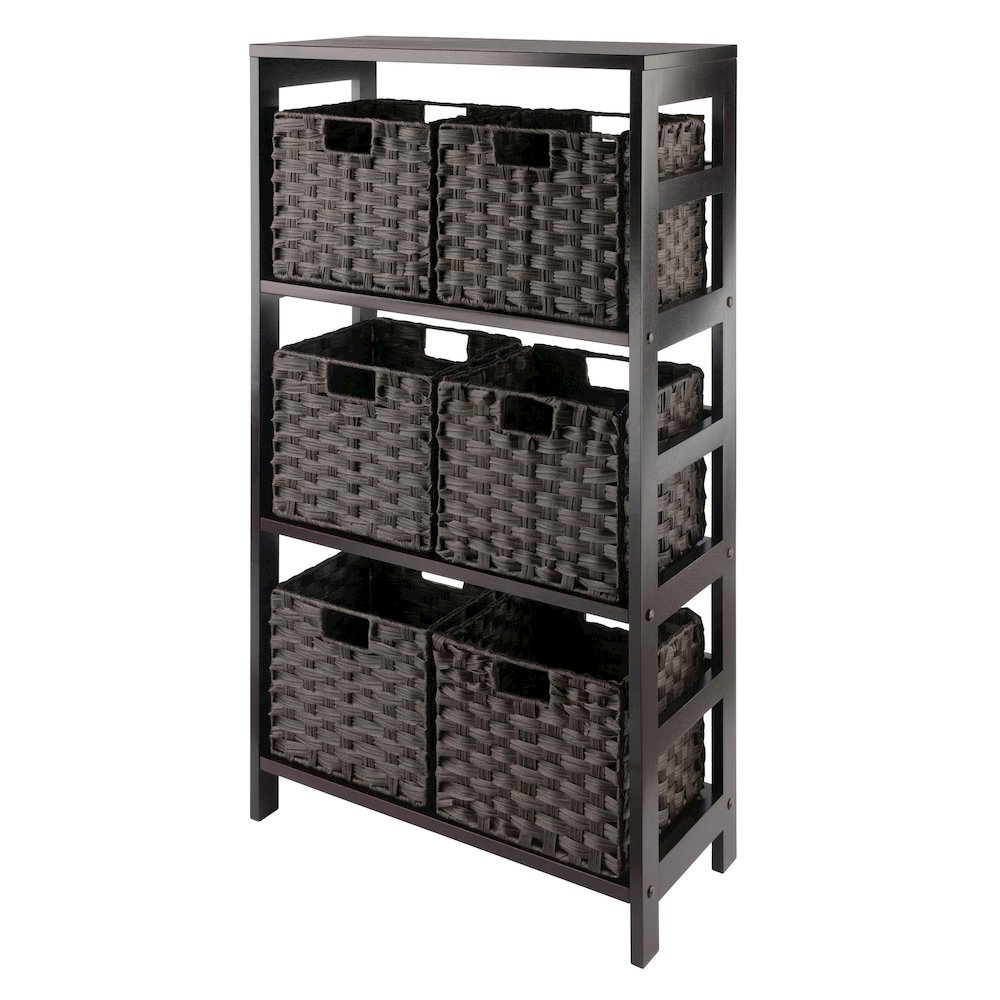 Leo 7-Pc Storage Shelf with 6 Foldable Woven Baskets