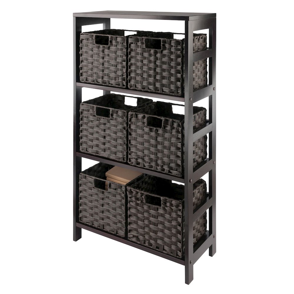 Leo 7-Pc Storage Shelf with 6 Foldable Woven Baskets