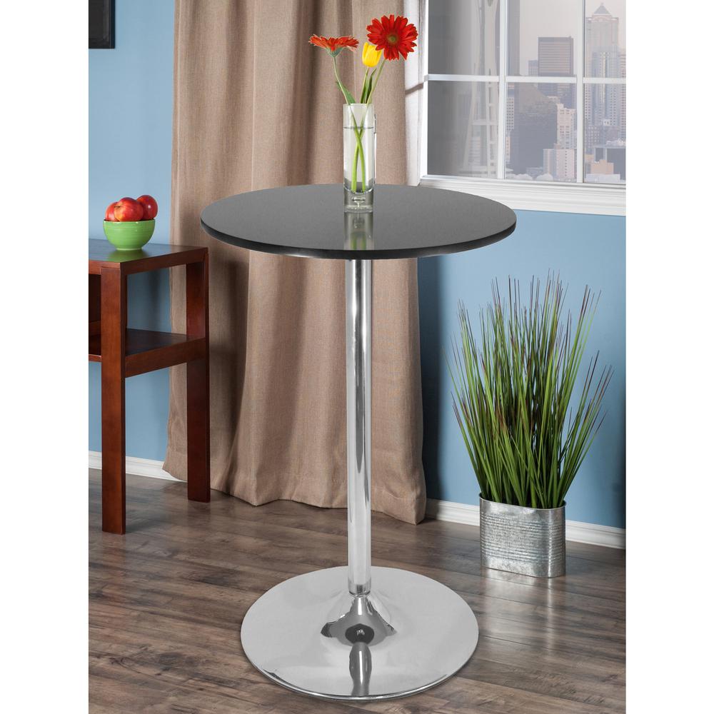 28″ Round Black with Chrome Leg