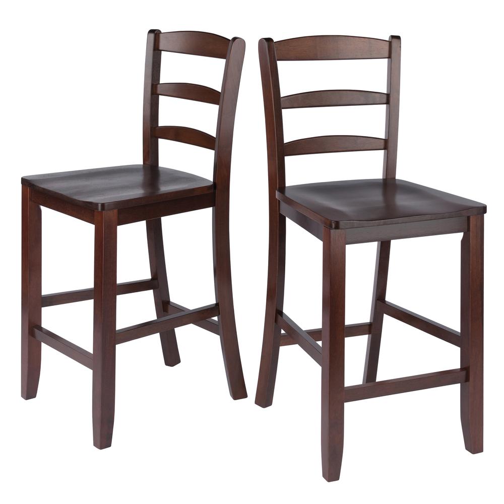 Benjamin 2-PC Ladder Back 24″ Counter Stool Set Antique Walnut