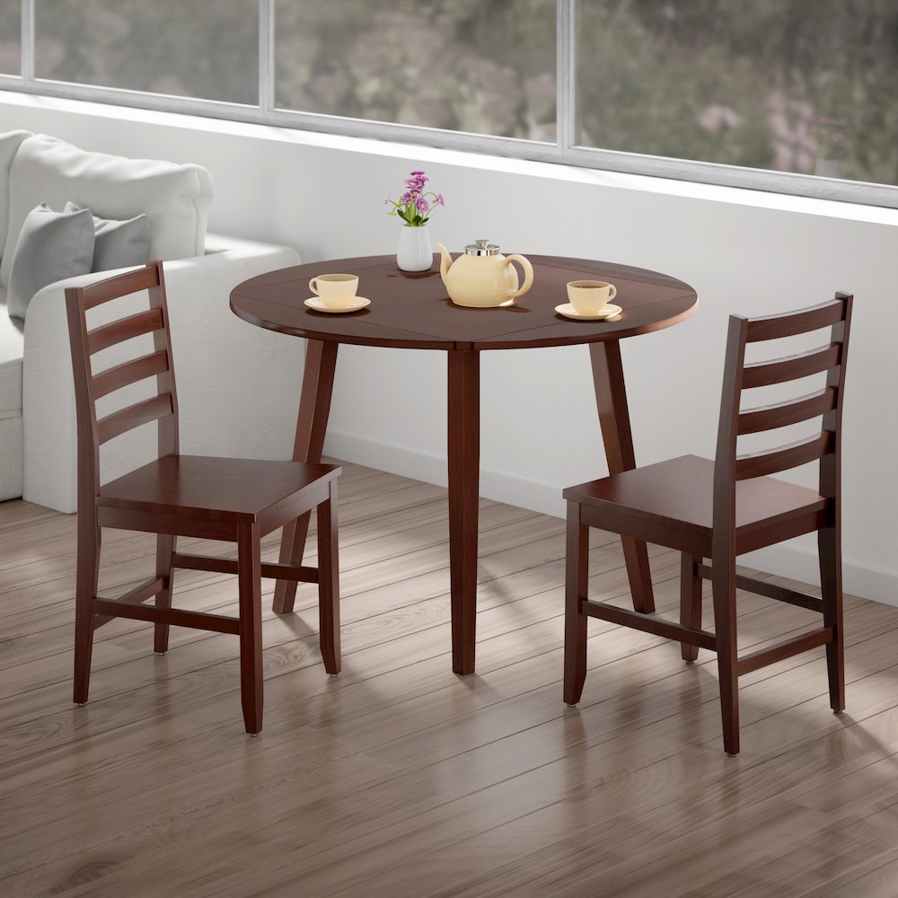 Dawson 3-Pc Drop Leaf Table with Ladder-back Chairs