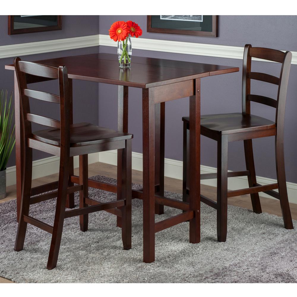 Lynnwood 3-Pc Drop Leaf High Table with 2 Counter Ladder Back Stool/Chair