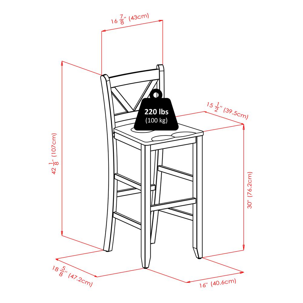Inglewood 3-Pc High Table with 2 Bar V-Back Stools