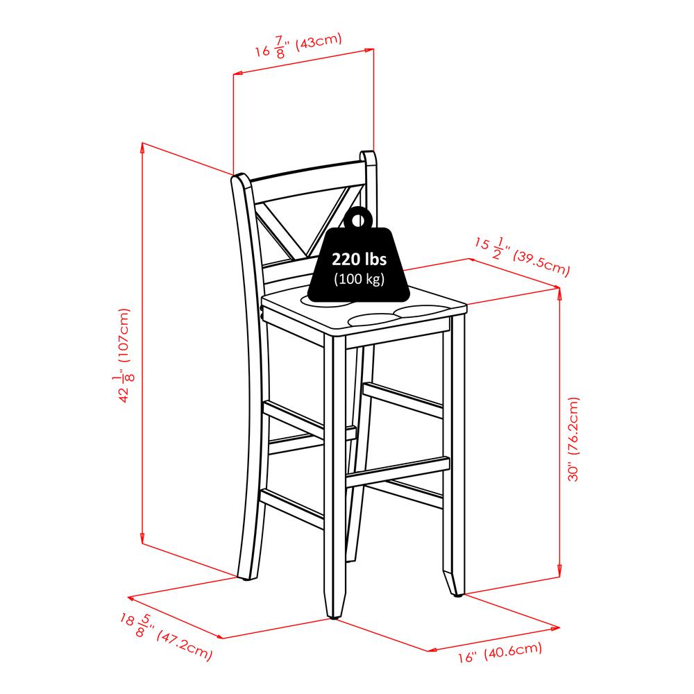 Parkland 3-Pc High Table with 2 Bar V-Back Stools