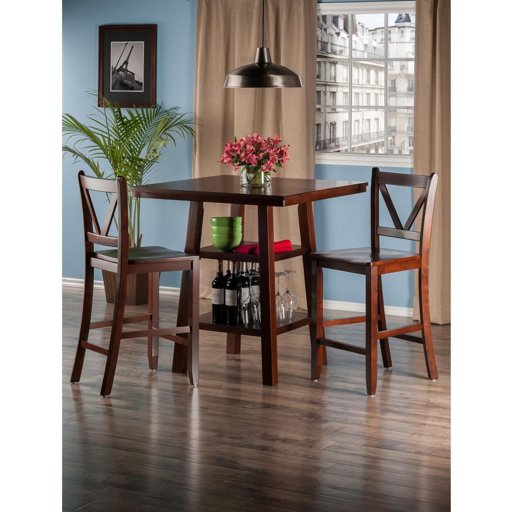 2 Shelves w/ 2 V-Back Counter Stools