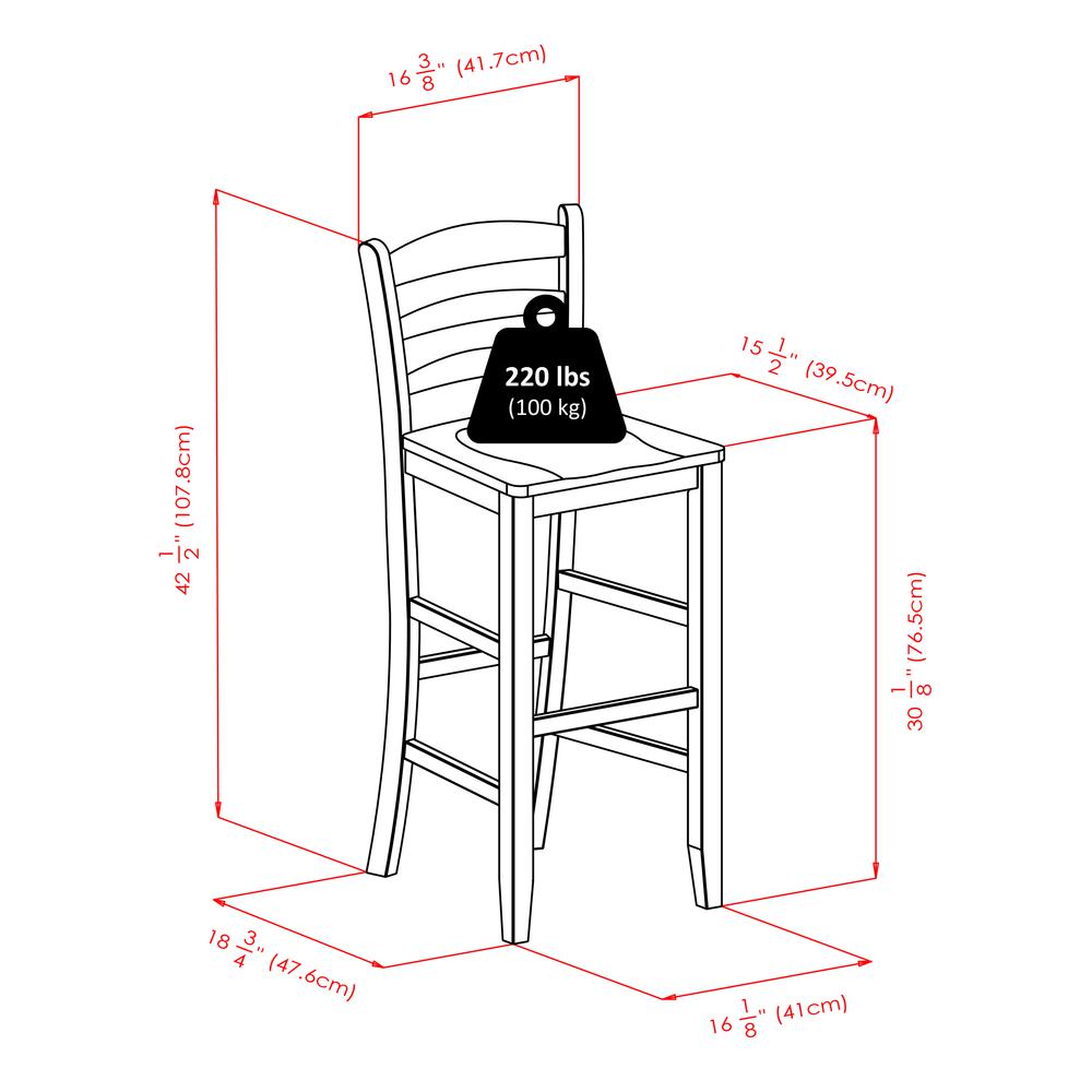 Parkland 3-Pc High Table with 29″ Ladder Back Stool