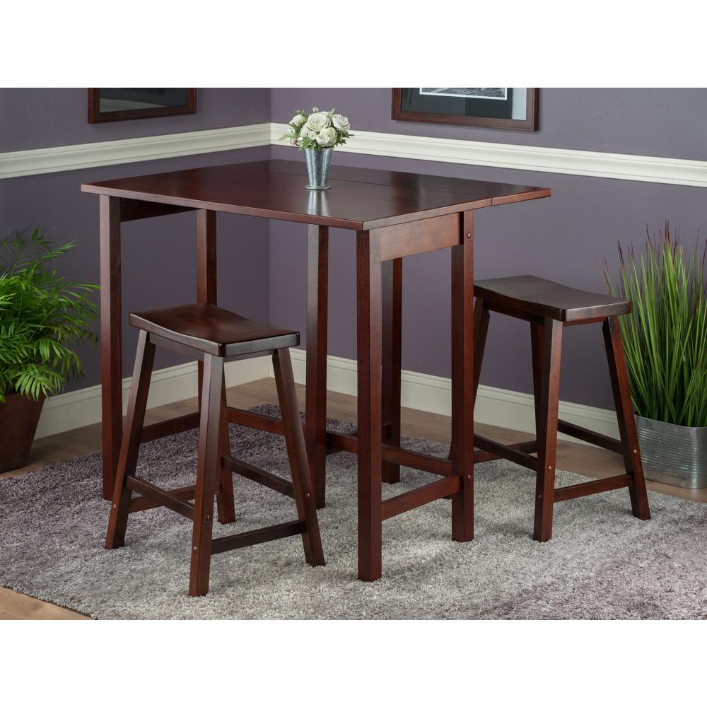 Lynnwood 3-Pc High Drop Leaf Table with 24″ Saddle Seat Stool