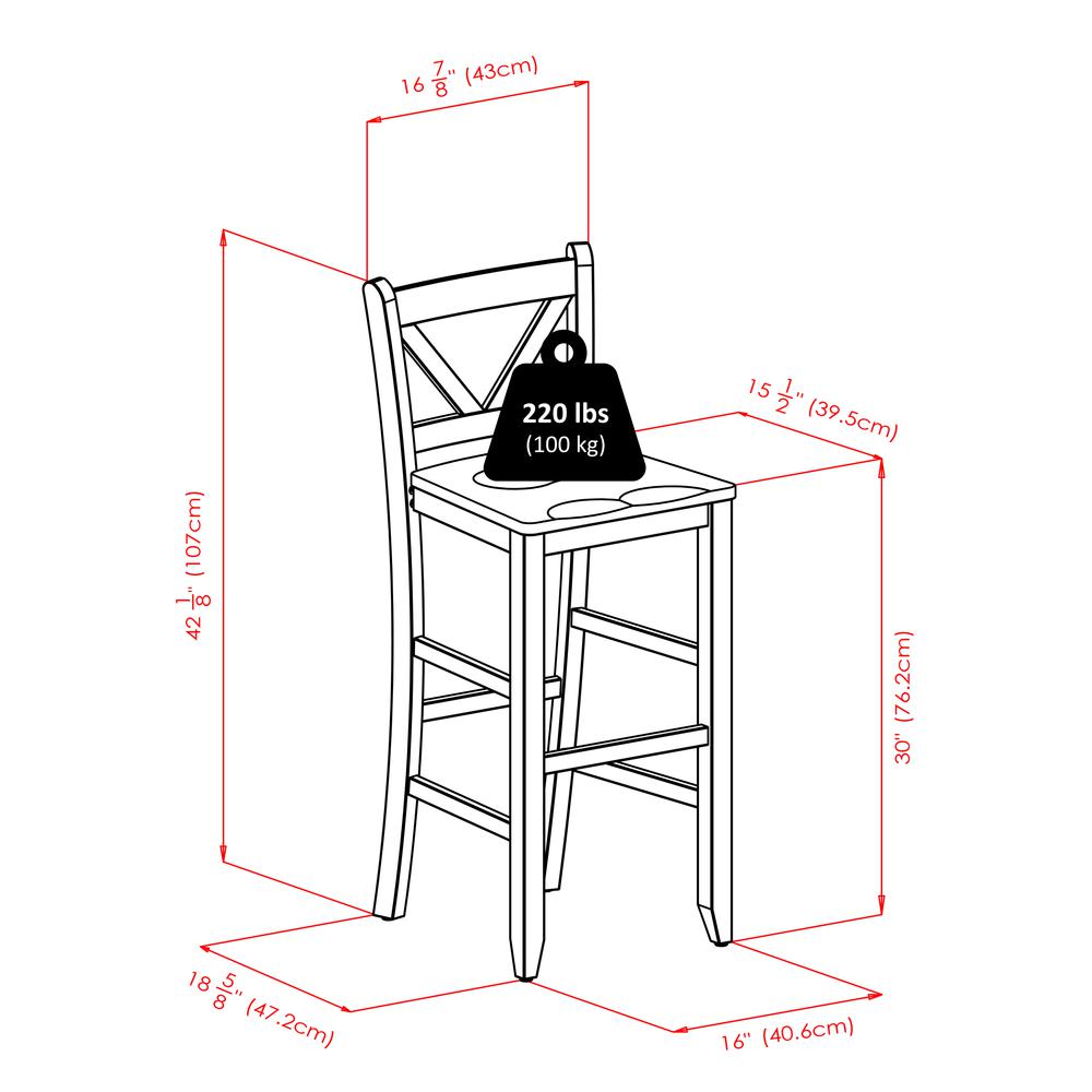 Fiona 3-Pc High Round Table with 2 Bar V-Back Stool