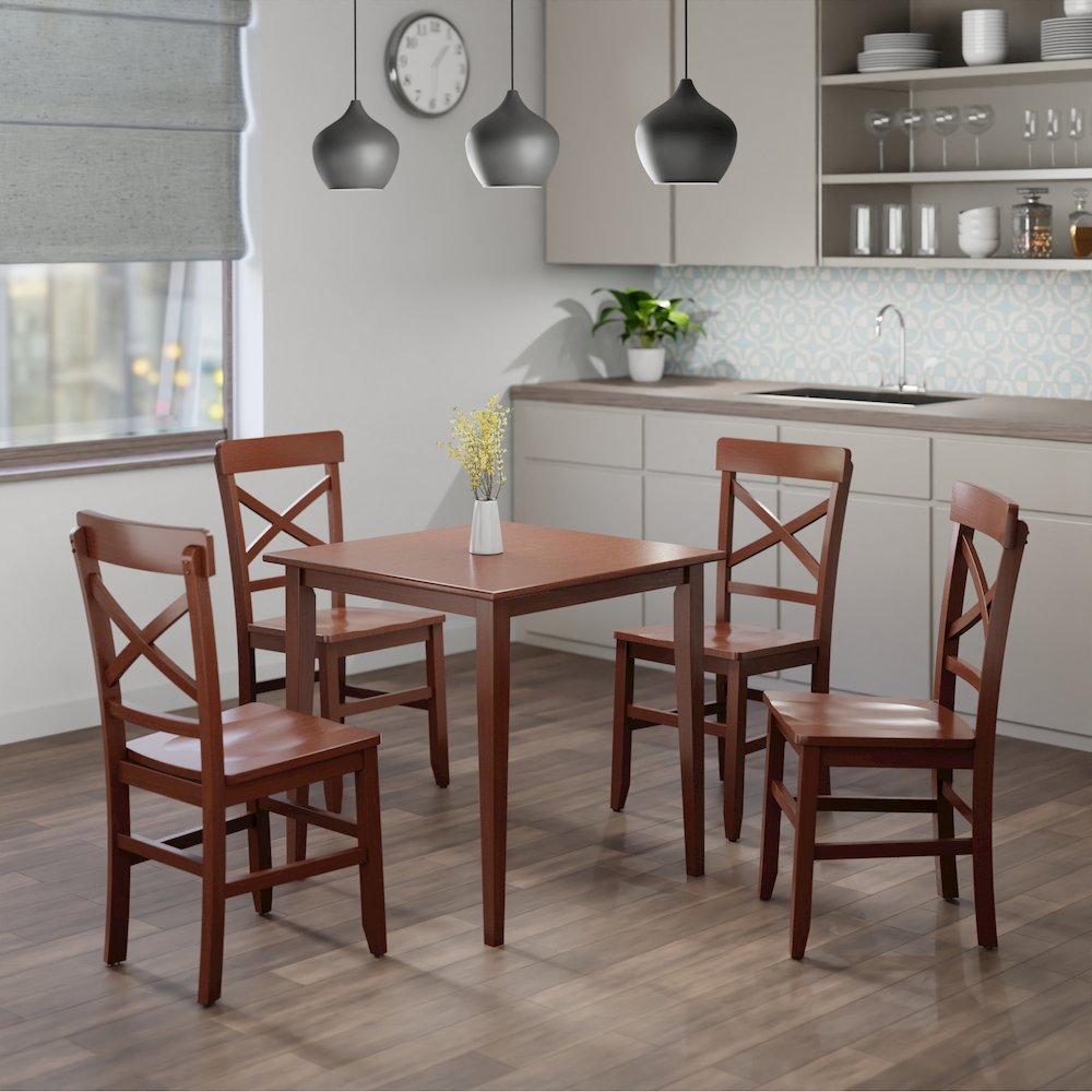 Groveland 5-Pc Set Dining Table with X-Back Chairs
