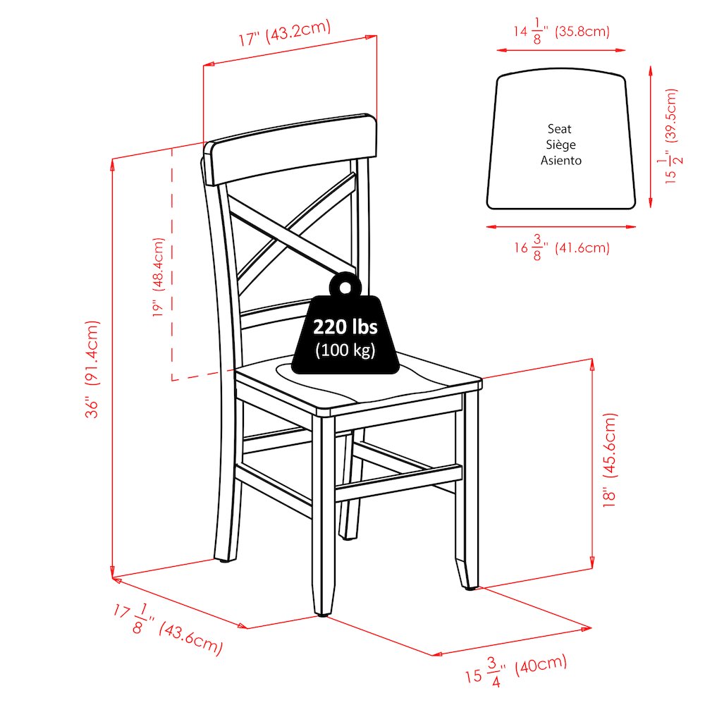 Groveland 5-Pc Set Dining Table with X-Back Chairs