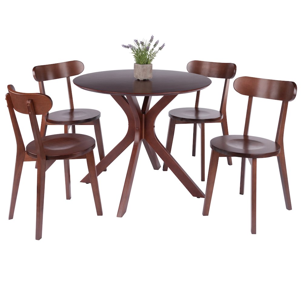 Walnut Finish with 4 Pauline Dining Chairs