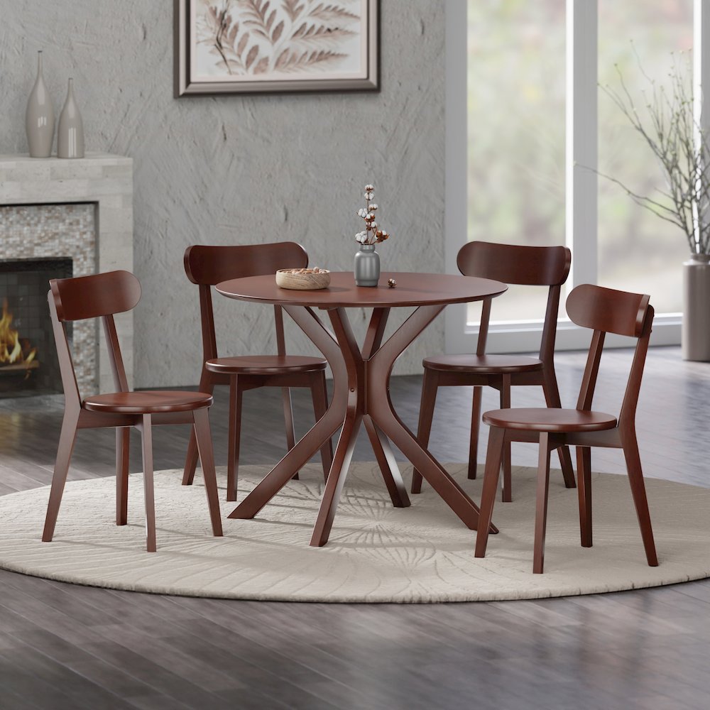 Walnut Finish with 4 Pauline Dining Chairs