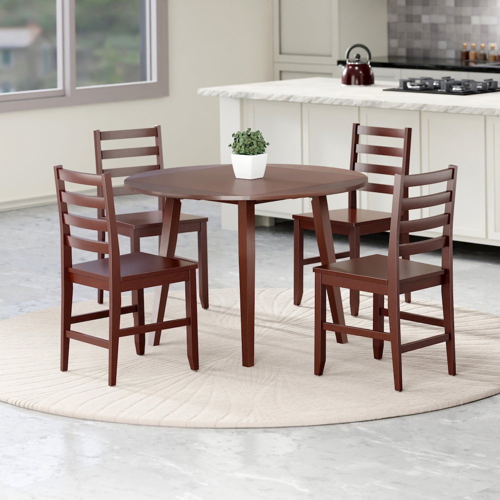 Dawson 5-Pc Drop Leaf Table with Ladder-back Chairs