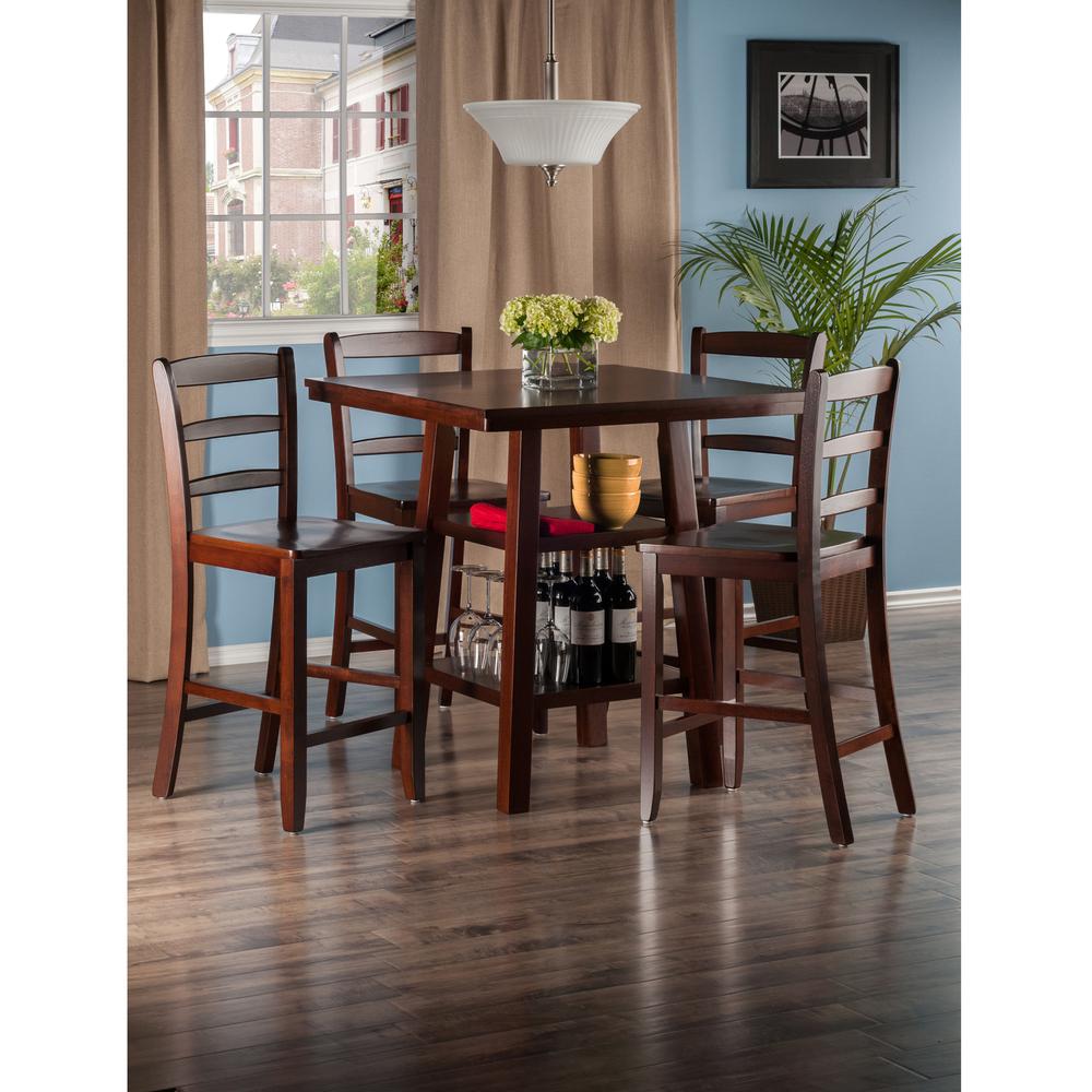 2 Shelves w/ 4 Ladder Back Stools