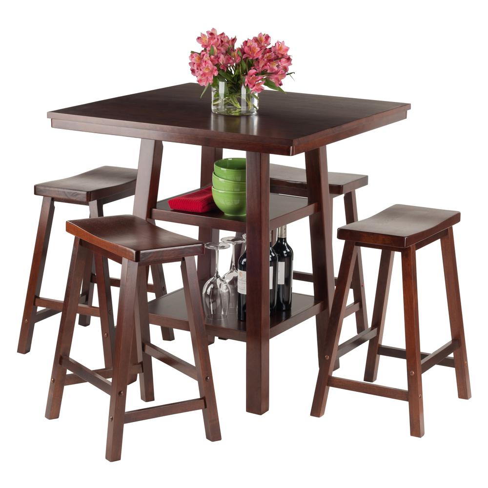 2 Shelves w/ 4 Saddle Seat Stools
