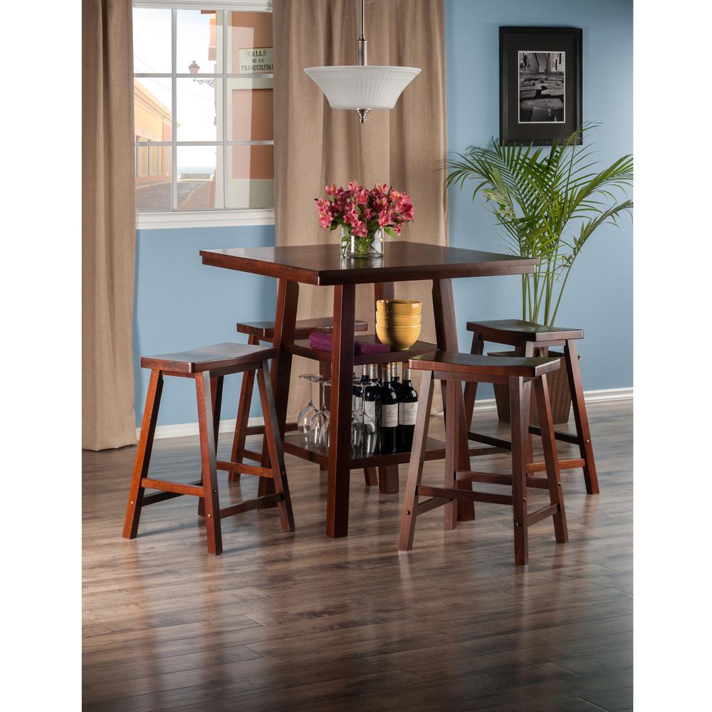 2 Shelves w/ 4 Saddle Seat Stools