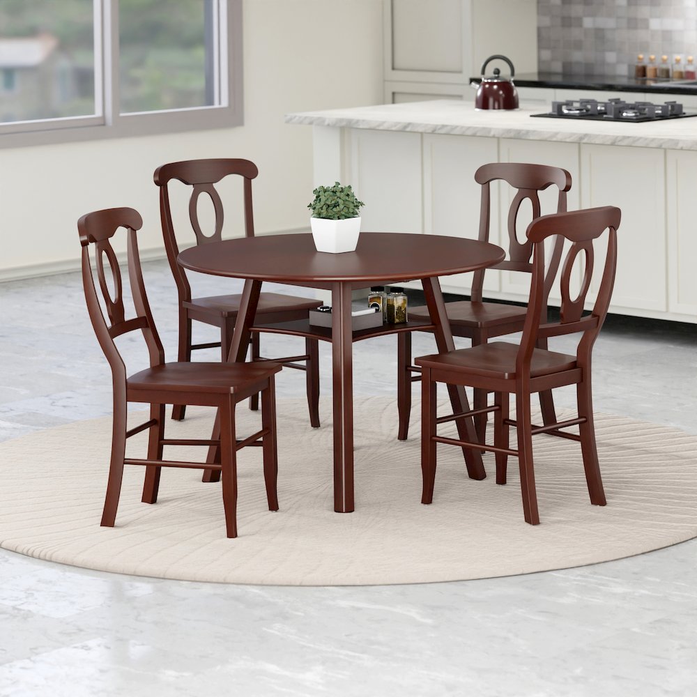 Marbelle Table 5-Pc Drop Leaf Dining Table with 4 Renaissance Chairs