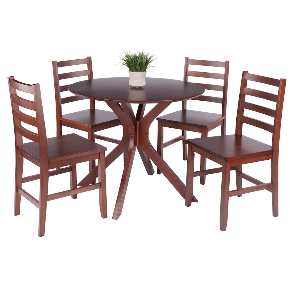 Walnut Finish with 4 Hamilton Dining Chairs