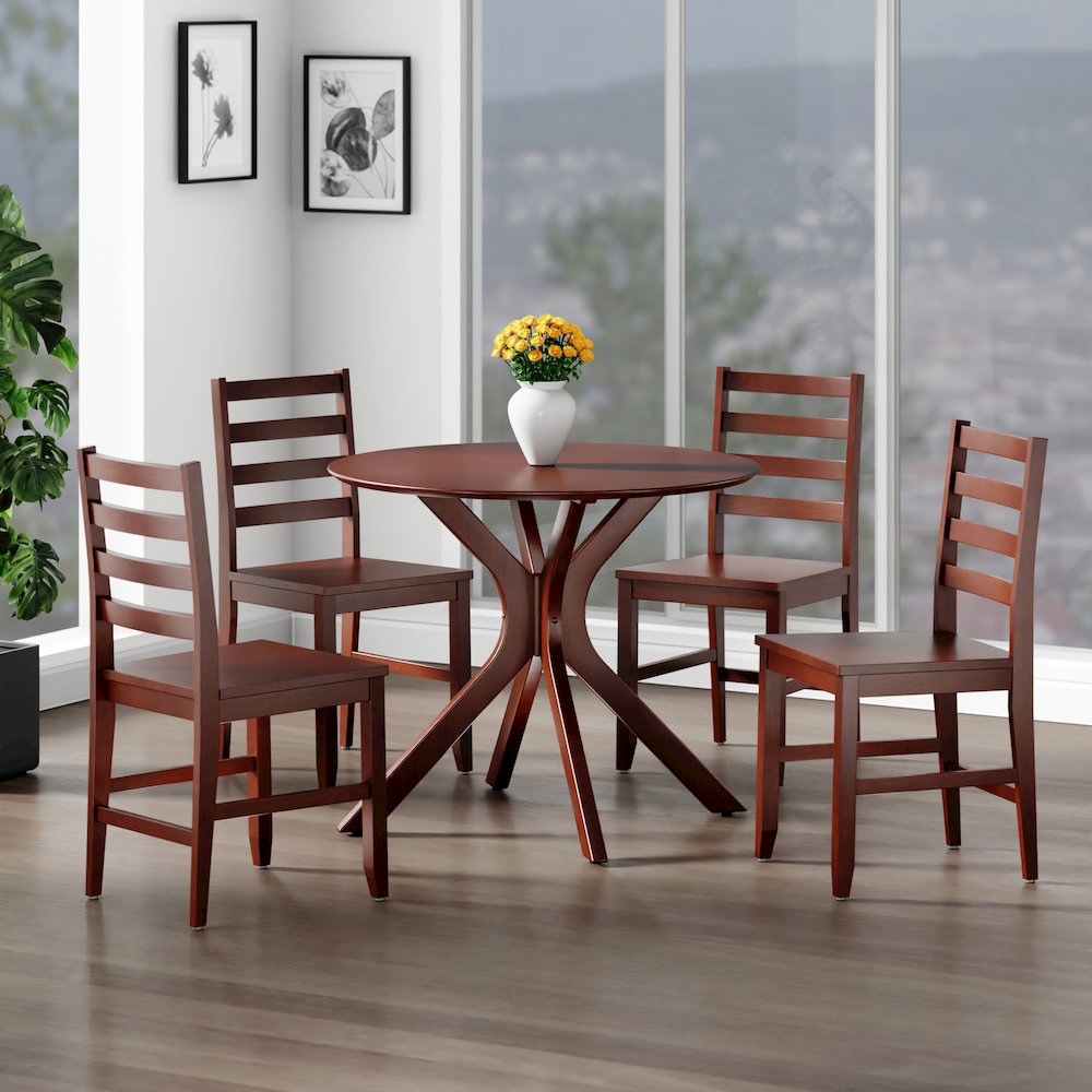 Walnut Finish with 4 Hamilton Dining Chairs