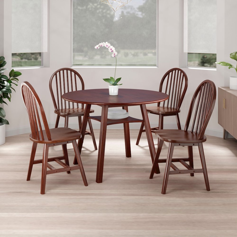 Marbelle 5-Pc Drop Leaf Dining Table with 4 Windsor Chairs