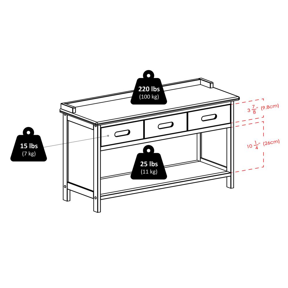 Adriana 4pc Storage Bench Set with 3 Foldable Beige Fabric Baskets