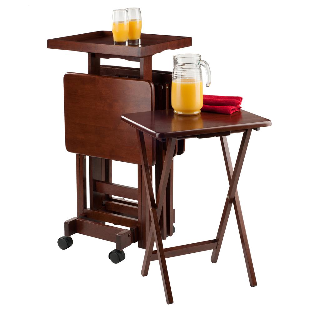 6-PC Snack Table Set Walnut