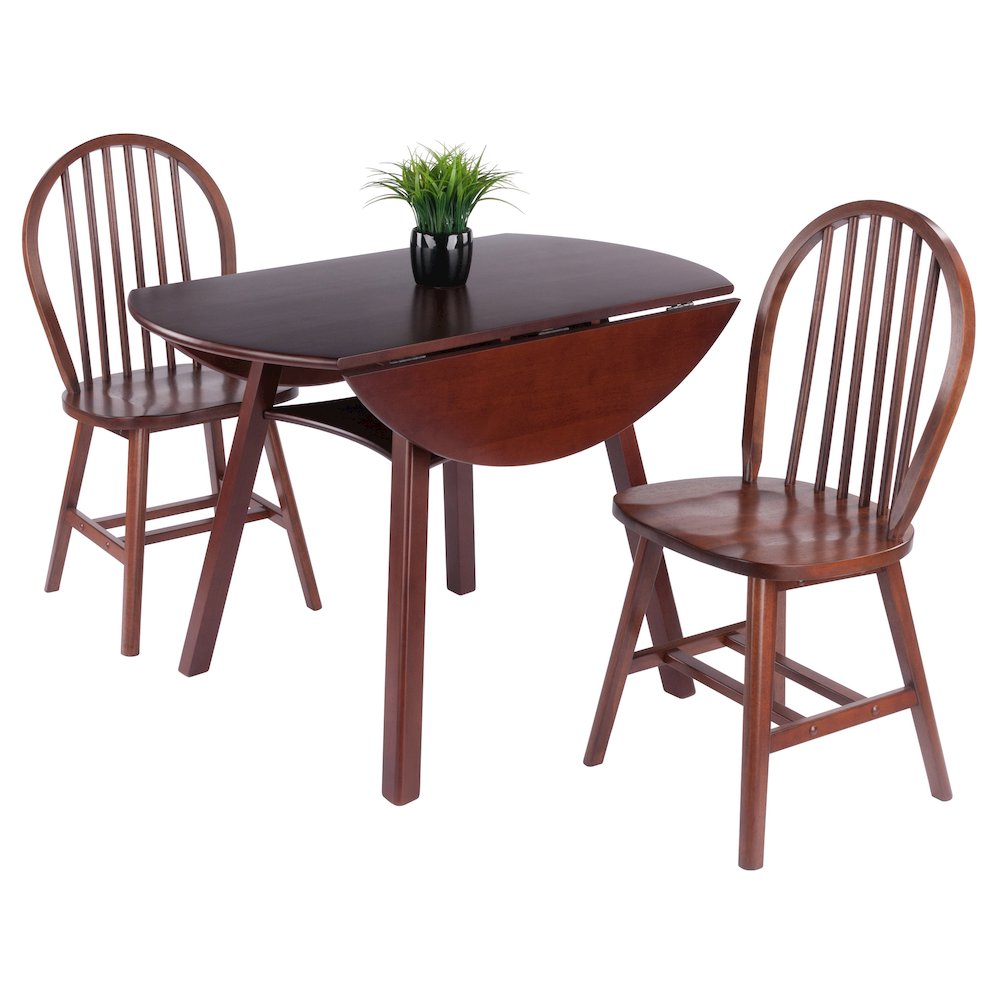 Marbelle 3-Pc Drop Leaf Dining Table with 2 Windsor Chairs
