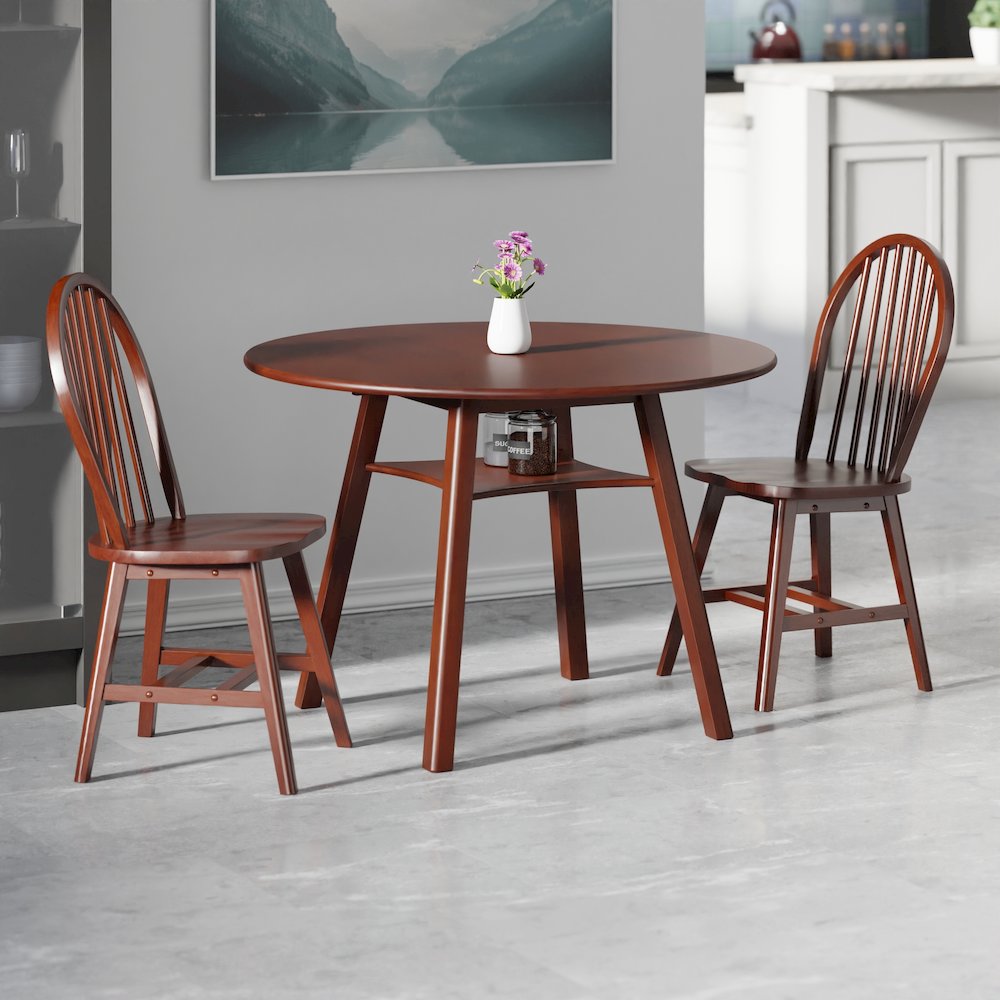 Marbelle 3-Pc Drop Leaf Dining Table with 2 Windsor Chairs