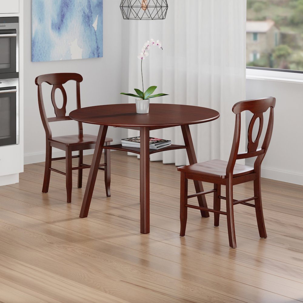 Marbelle Table 3-Pc Drop Leaf Dining Table with 2 Renaissance Chairs